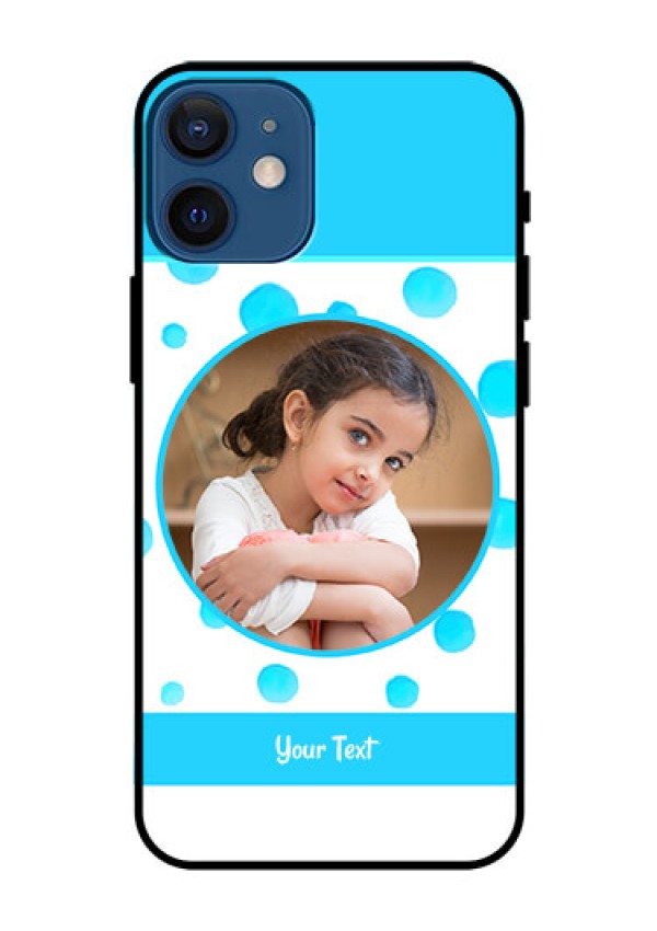 Iphone 12 Mini Photo Printing on Glass Case  - Blue Bubbles Pattern Design