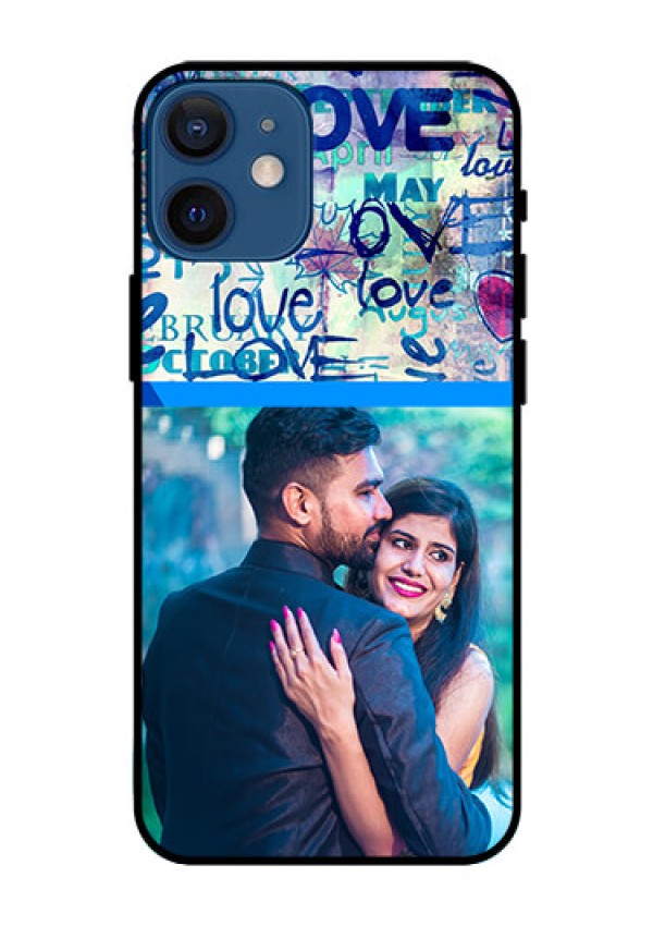 Iphone 12 Mini Custom Glass Mobile Case  - Colorful Love Design