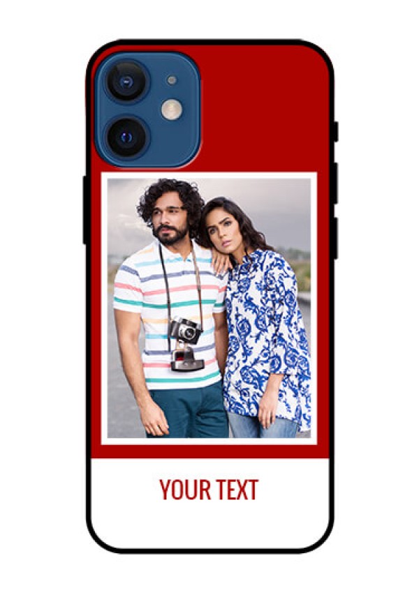 Iphone 12 Mini Personalized Glass Phone Case  - Simple Red Color Design