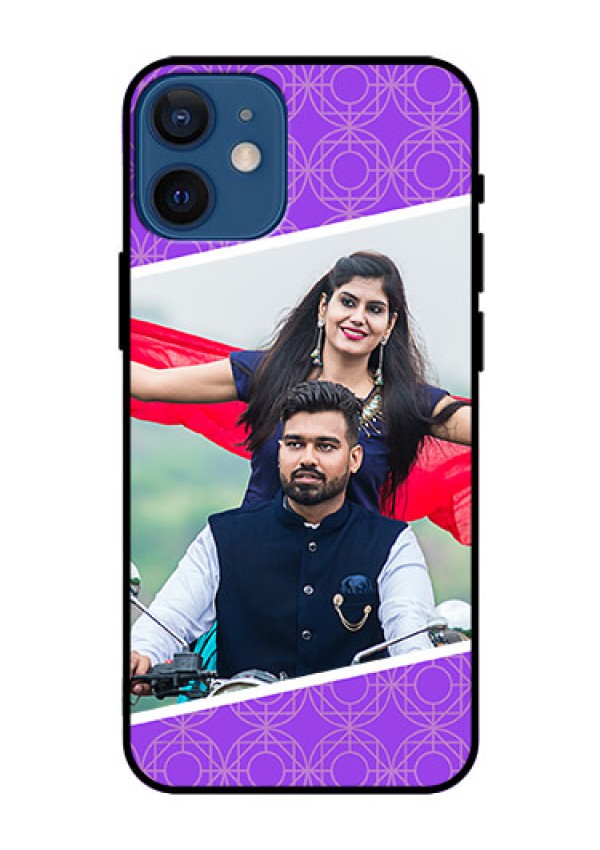 Iphone 12 Mini Custom Glass Phone Case  - Violet Pattern Design