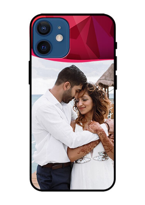 Iphone 12 Mini Custom Glass Mobile Case  - Red Abstract Design