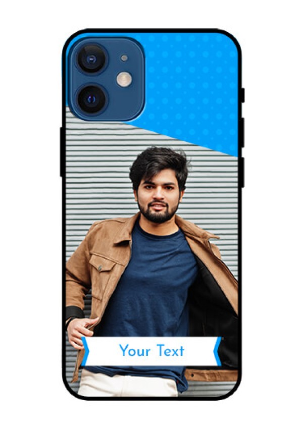 Iphone 12 Mini Photo Printing on Glass Case  - Simple Blue Color Design