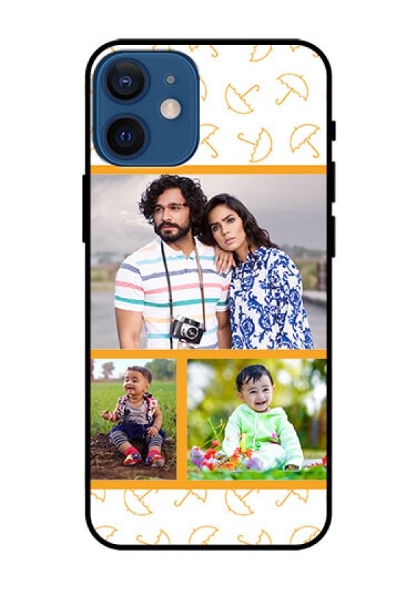 Iphone 12 Mini Custom Glass Mobile Case  - Yellow Pattern Design