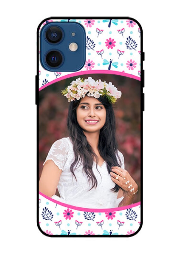 Iphone 12 Mini Photo Printing on Glass Case  - Colorful Flower Design