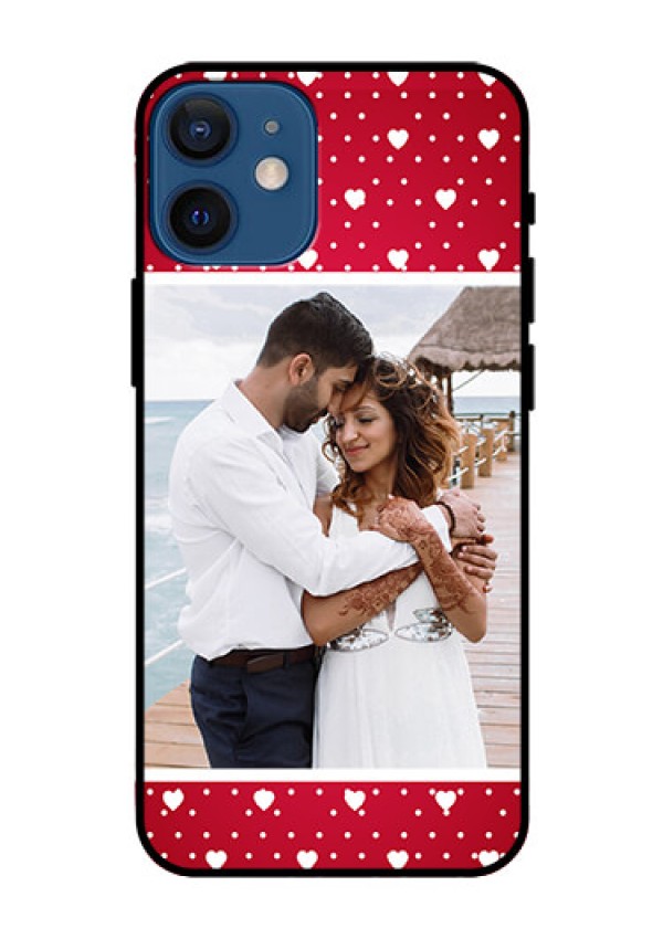 Iphone 12 Mini Photo Printing on Glass Case  - Hearts Mobile Case Design