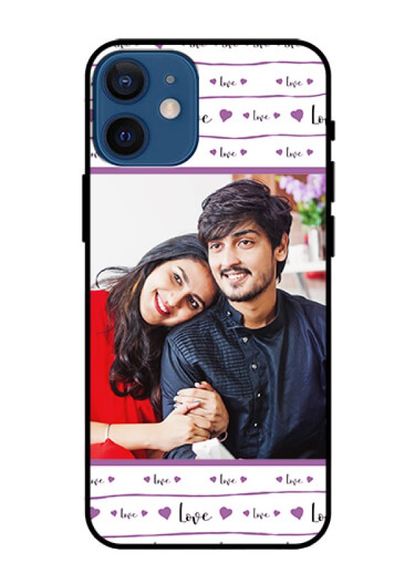 Iphone 12 Mini Custom Glass Mobile Case  - Couples Heart Design