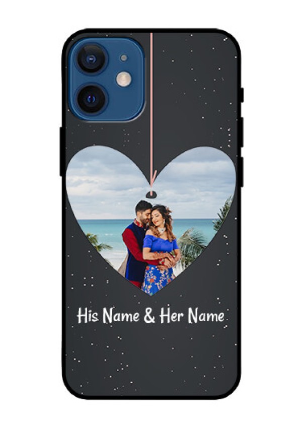 Iphone 12 Mini Custom Glass Phone Case  - Hanging Heart Design