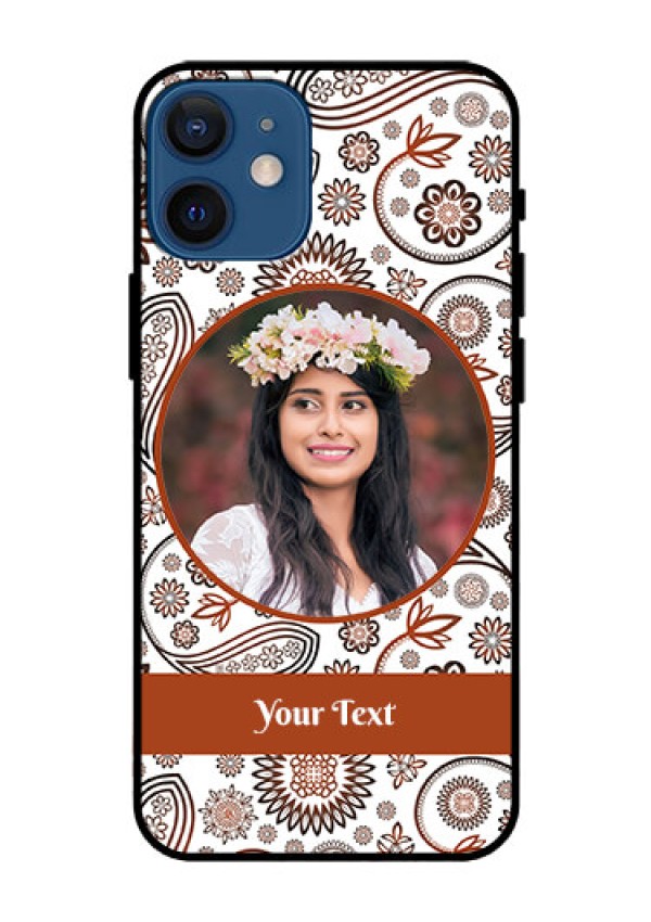 Iphone 12 Mini Custom Glass Mobile Case  - Abstract Floral Design 