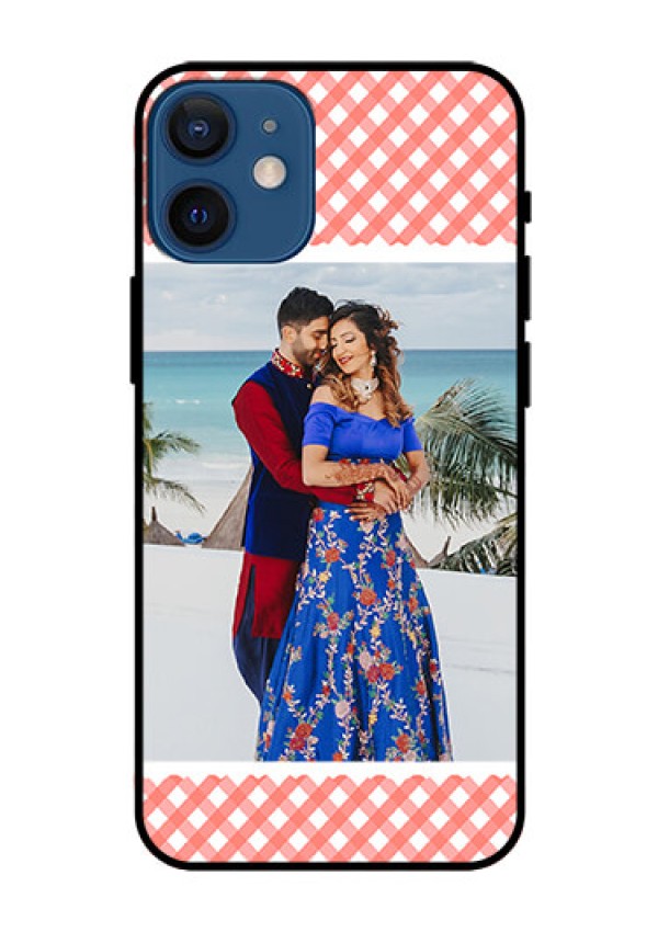 Iphone 12 Mini Personalized Glass Phone Case  - Pink Pattern Design