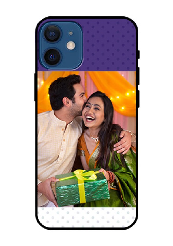 Iphone 12 Mini Personalized Glass Phone Case  - Violet Pattern Design