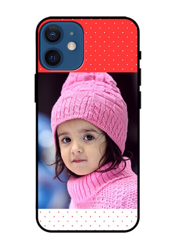 Iphone 12 Mini Photo Printing on Glass Case  - Red Pattern Design