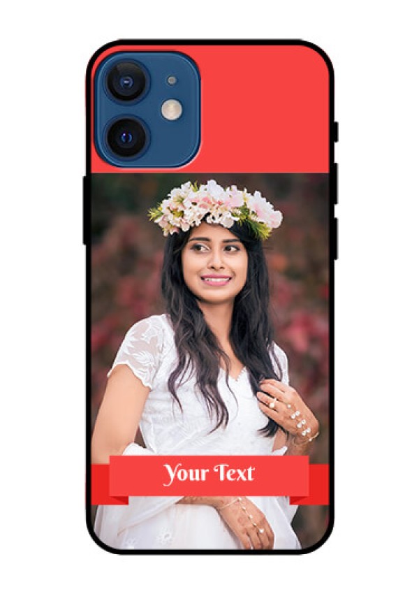 Iphone 12 Mini Custom Glass Phone Case  - Simple Red Color Design