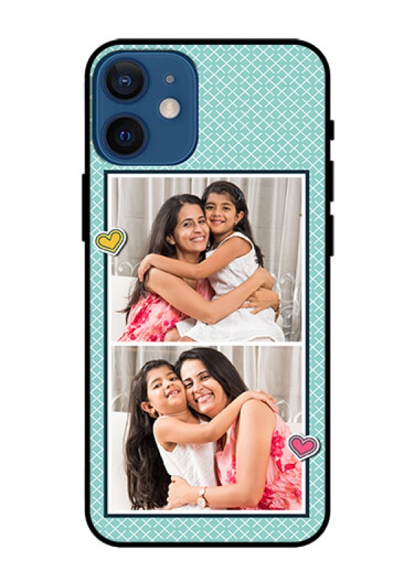 Iphone 12 Mini Custom Glass Phone Case  - 2 Image Holder with Pattern Design