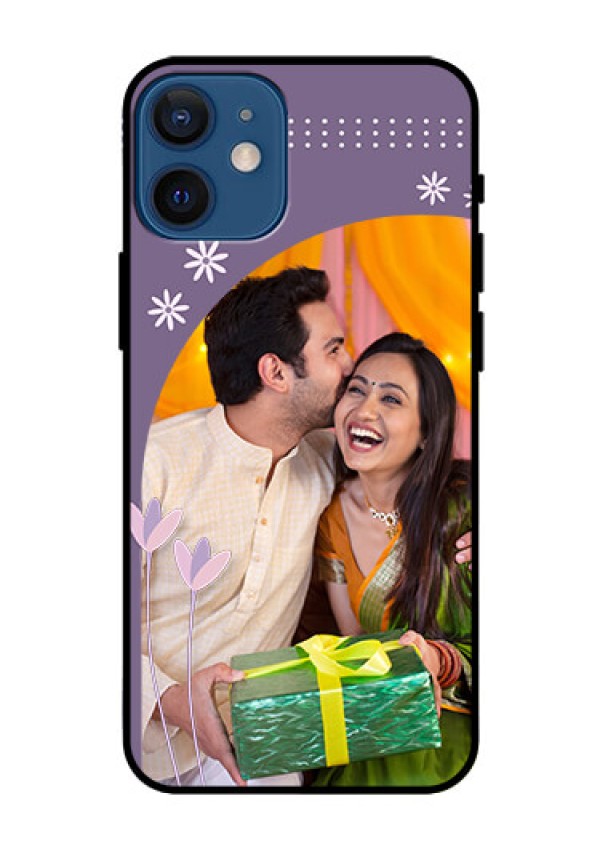 Iphone 12 Mini Custom Glass Mobile Case  - Lavender flowers design 