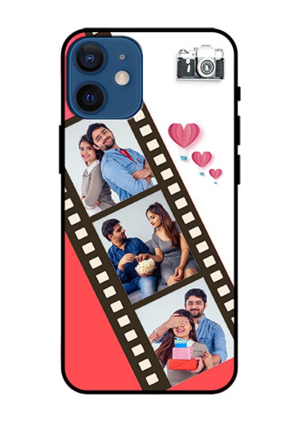 Iphone 12 Mini Personalized Glass Phone Case  - 3 Image Holder with Film Reel