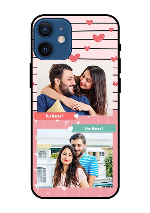 Iphone 12 Mini Custom Glass Mobile Case  - Photo with Heart Design