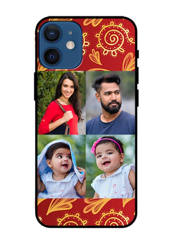 Iphone 12 Mini Photo Printing on Glass Case  - 4 Image Traditional Design