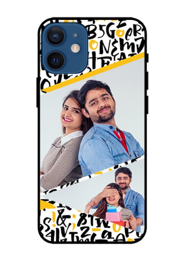 Iphone 12 Mini Custom Glass Mobile Case  - Letters Pattern Design