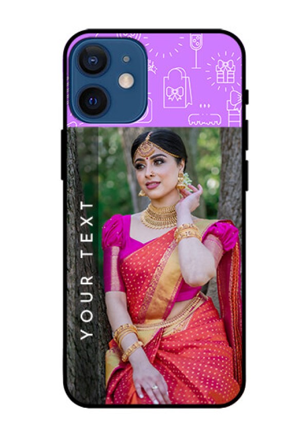 Iphone 12 Mini Custom Glass Mobile Case  - Birthday Icons Design