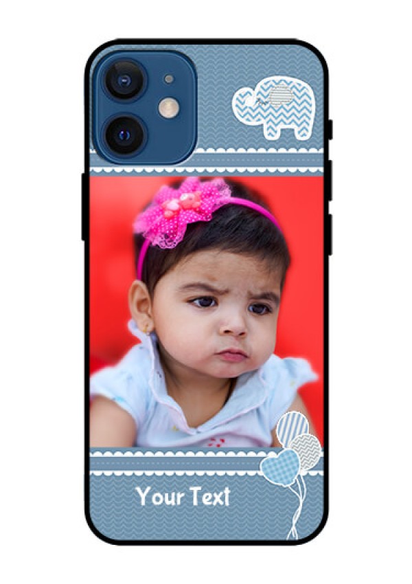 Iphone 12 Mini Photo Printing on Glass Case  - with Kids Pattern Design