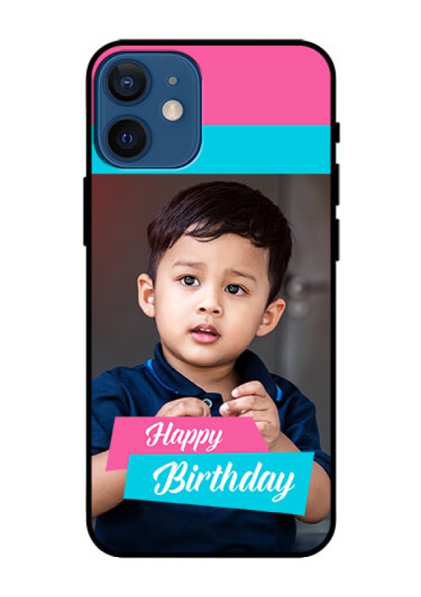 Iphone 12 Mini Personalized Glass Phone Case  - Image Holder with 2 Color Design