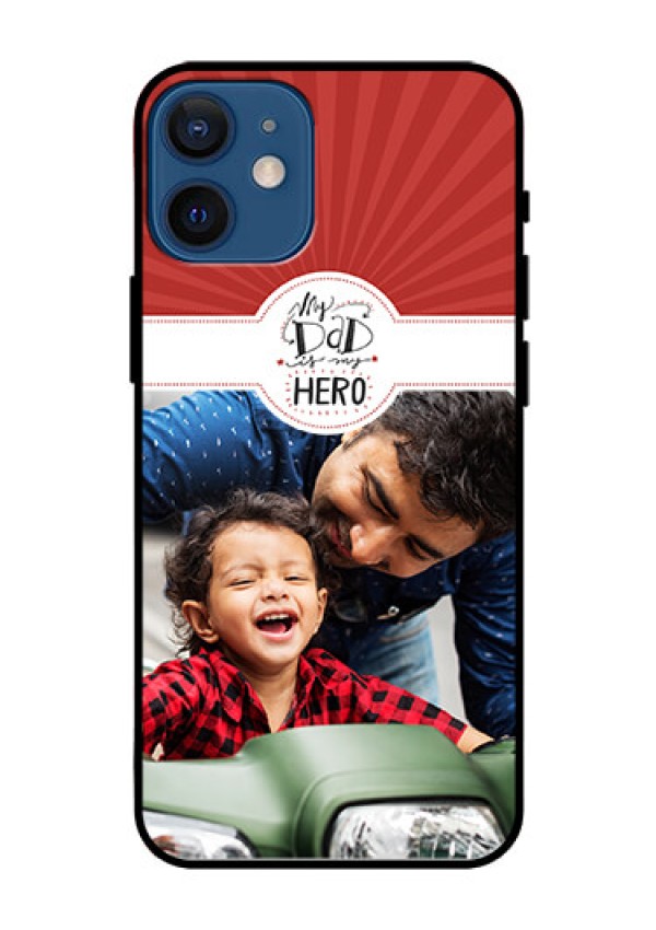 Iphone 12 Mini Photo Printing on Glass Case  - My Dad Hero Design