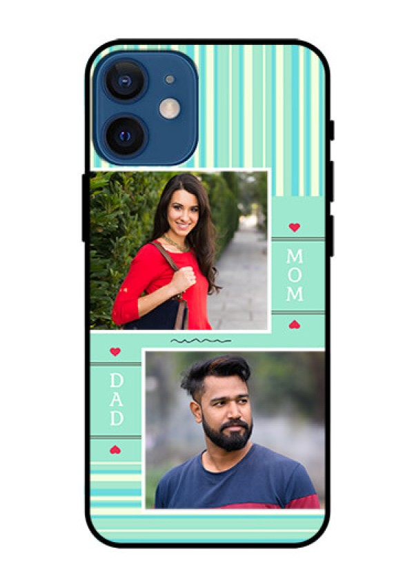 Iphone 12 Mini Custom Glass Phone Case  - Mom & Dad Pic Design