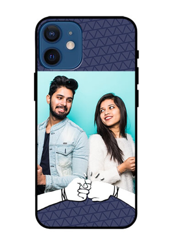 Iphone 12 Mini Photo Printing on Glass Case  - with Best Friends Design  