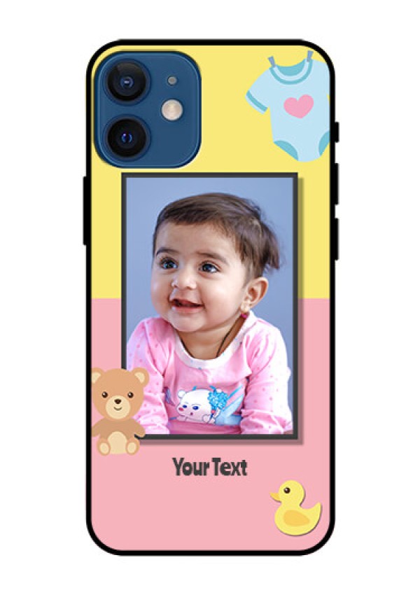 Iphone 12 Mini Photo Printing on Glass Case  - Kids 2 Color Design