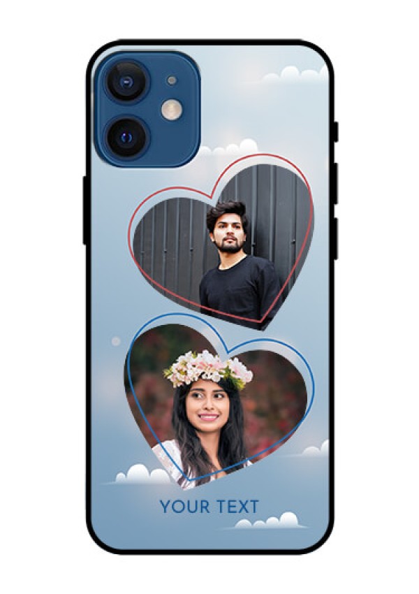 Iphone 12 Mini Custom Glass Mobile Case  - Blue Color Couple Design 