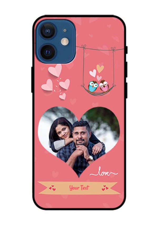 Iphone 12 Mini Personalized Glass Phone Case  - Peach Color Love Design 