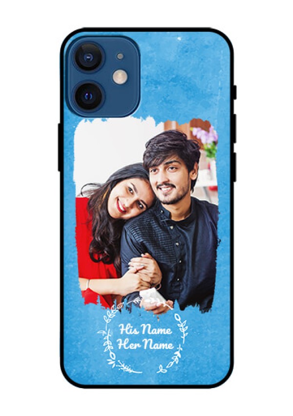 iPhone 12 Mini Custom Glass Phone Case - Blue Color Vintage Design
