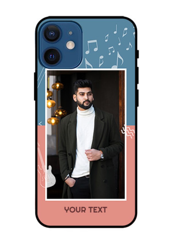 Iphone 12 Mini Photo Printing on Glass Case  - with Color Musical Note Design