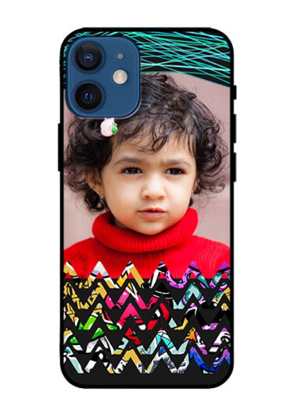 Iphone 12 Mini Personalized Glass Phone Case  - Neon Abstract Design