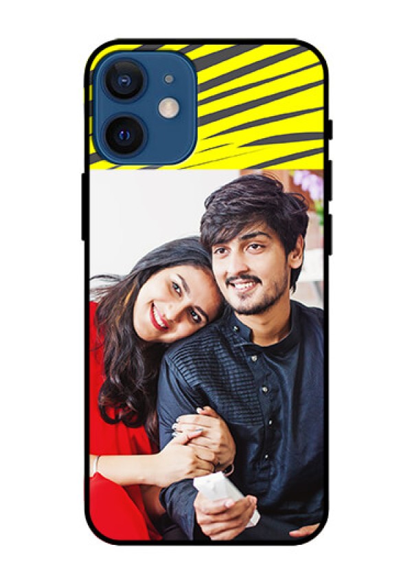 Iphone 12 Mini Photo Printing on Glass Case  - Yellow Abstract Design