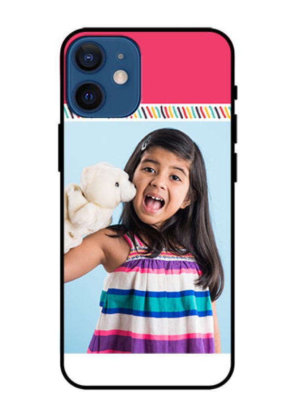 Iphone 12 Mini Personalized Glass Phone Case  - Line art design