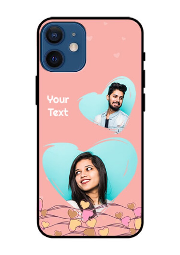 Iphone 12 Mini Custom Glass Mobile Case  - Love Doodle Design