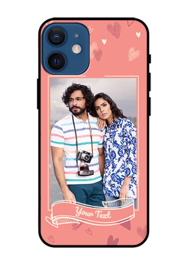 Iphone 12 Mini Custom Glass Phone Case  - Love doodle art Design