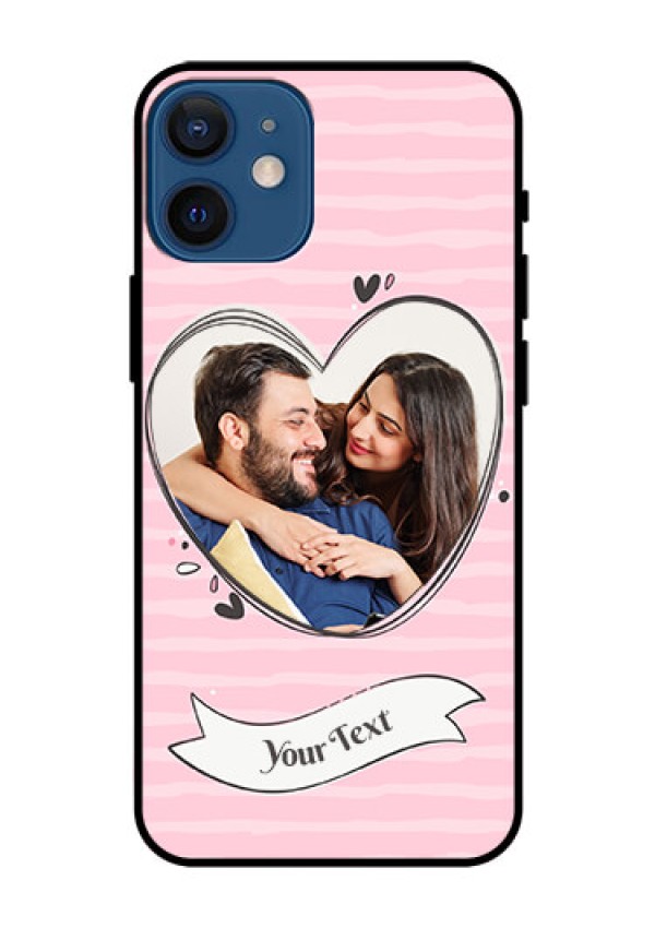 Iphone 12 Mini Custom Glass Phone Case  - Vintage Heart Design