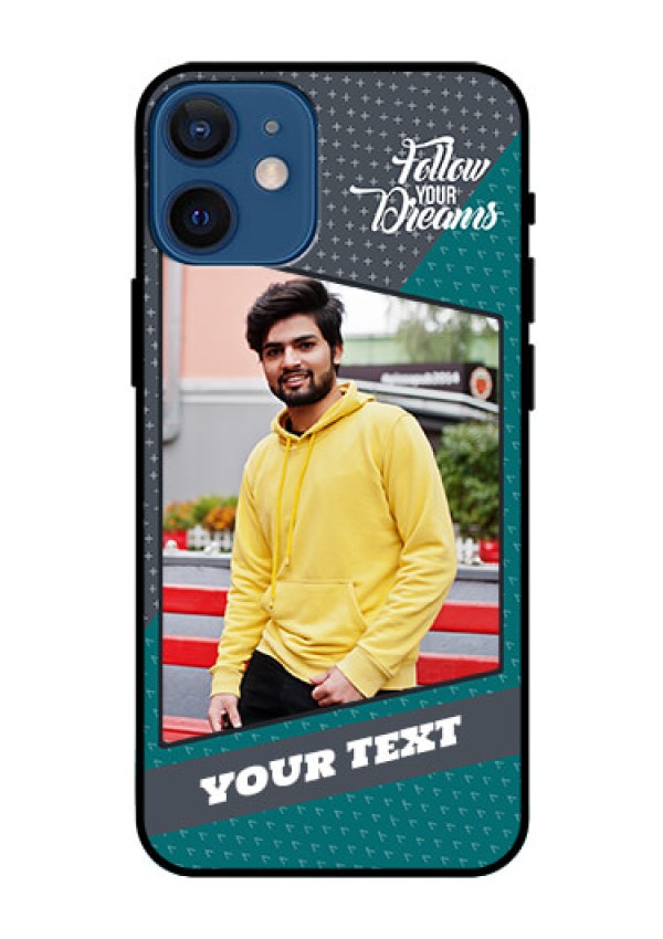 Iphone 12 Mini Personalized Glass Phone Case  - Background Pattern Design with Quote