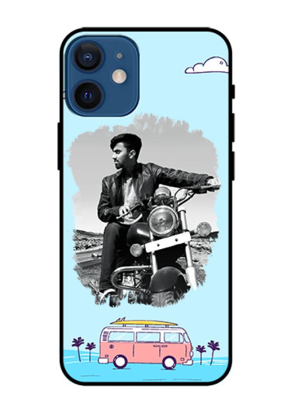 Iphone 12 Mini Photo Printing on Glass Case  - Travel & Adventure Design