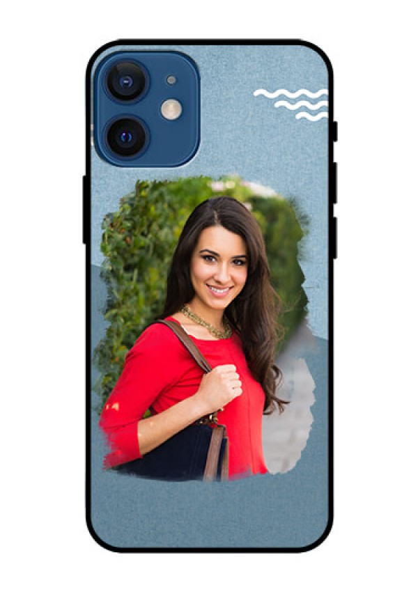 Iphone 12 Mini Custom Glass Mobile Case  - Grunge Line Art Design