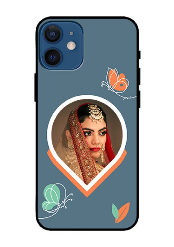 iPhone 12 Mini Custom Glass Mobile Case - Droplet Butterflies Design