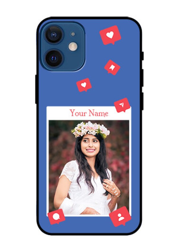 iPhone 12 Mini Custom Glass Phone Case - Like Share And Comment Design