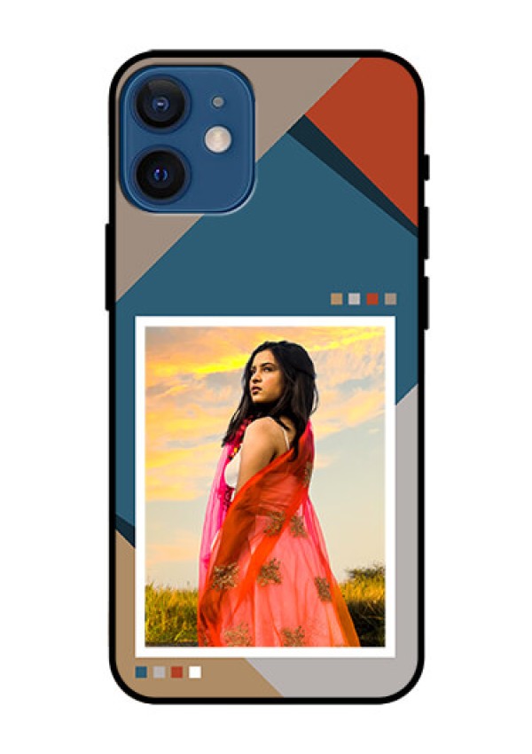 iPhone 12 Mini Personalized Glass Phone Case - Retro color pallet Design