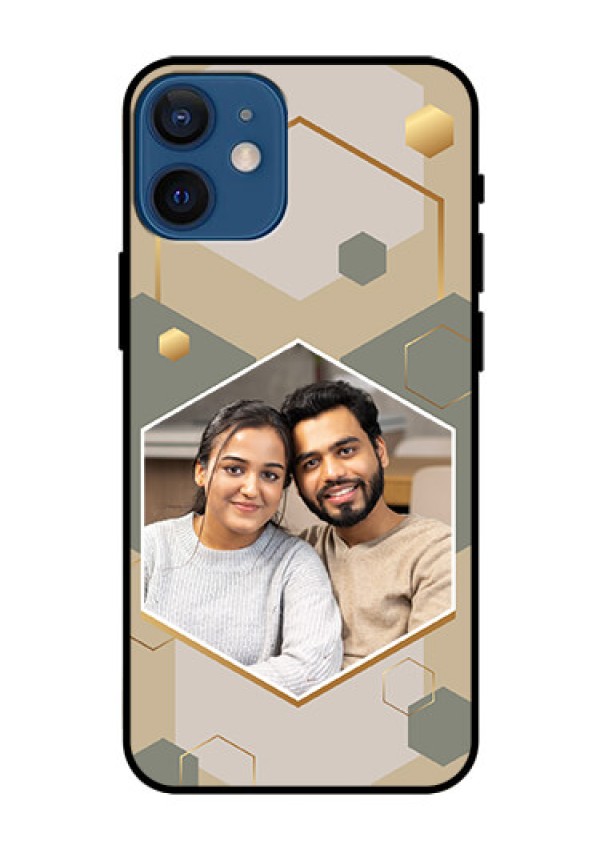 iPhone 12 Mini Photo Printing on Glass Case - Stylish Hexagon Pattern Design