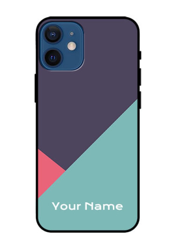 iPhone 12 Mini Custom Glass Mobile Case - Tri Color abstract Design