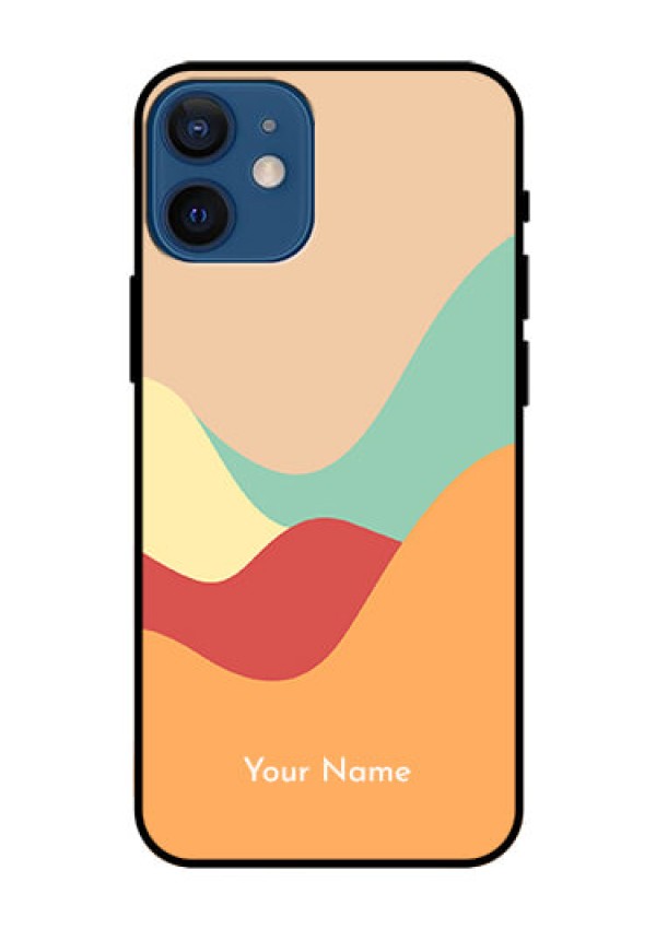 iPhone 12 Mini Personalized Glass Phone Case - Ocean Waves Multi-colour Design