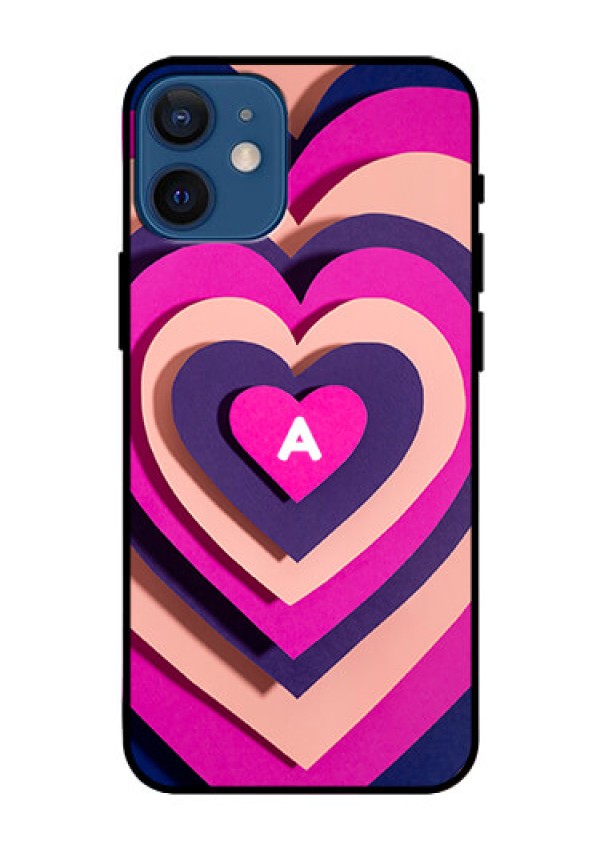 iPhone 12 Mini Custom Glass Mobile Case - Cute Heart Pattern Design