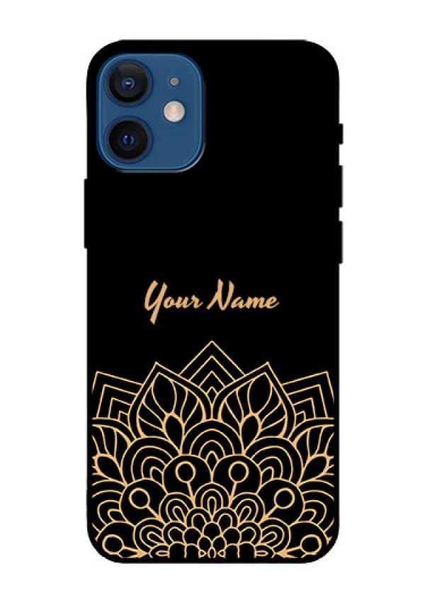 iPhone 12 Mini Custom Glass Phone Case - Golden mandala Design